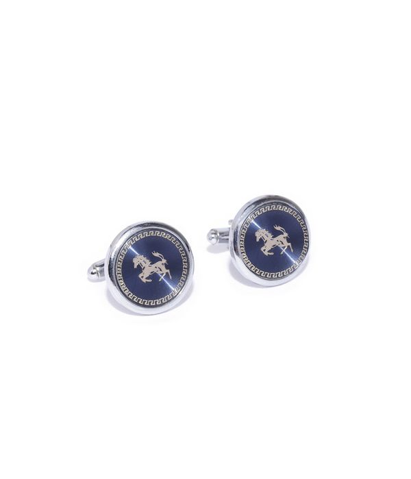 YouBella Jewellery Valentine Gifts for Men Latest Stylish Horse Silver Blue Formal Cuff Links Cufflinks Set for Men